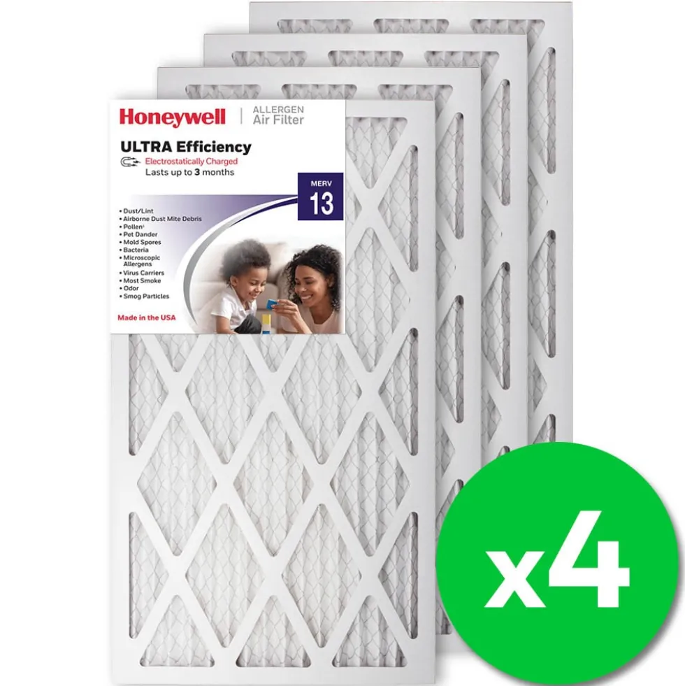 Honeywell 14x25x1 Ultra Efficiency Allergen MERV 13 Air Filter, 4 Pack