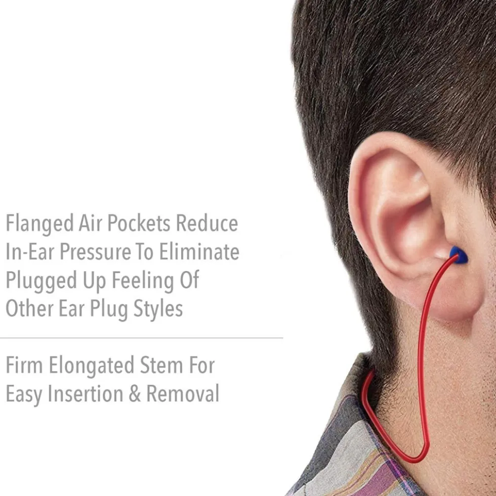 Howard Leight Airsoft Flanged Corded Earplugs with Reusable Case, 500-Pairs