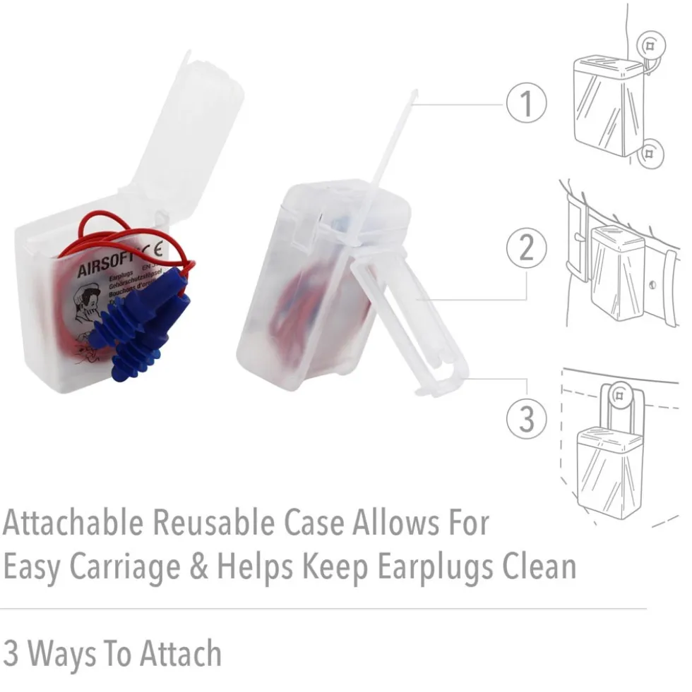 Howard Leight Airsoft Flanged Corded Earplugs with Reusable Case, 500-Pairs
