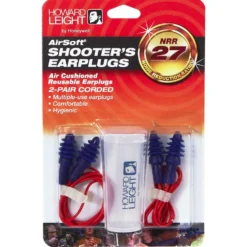 Howard Leight by Honeywell AirSoft Corded Mulitple-Use Earplugs, 2 Pairs with Carrying Case - R-01521