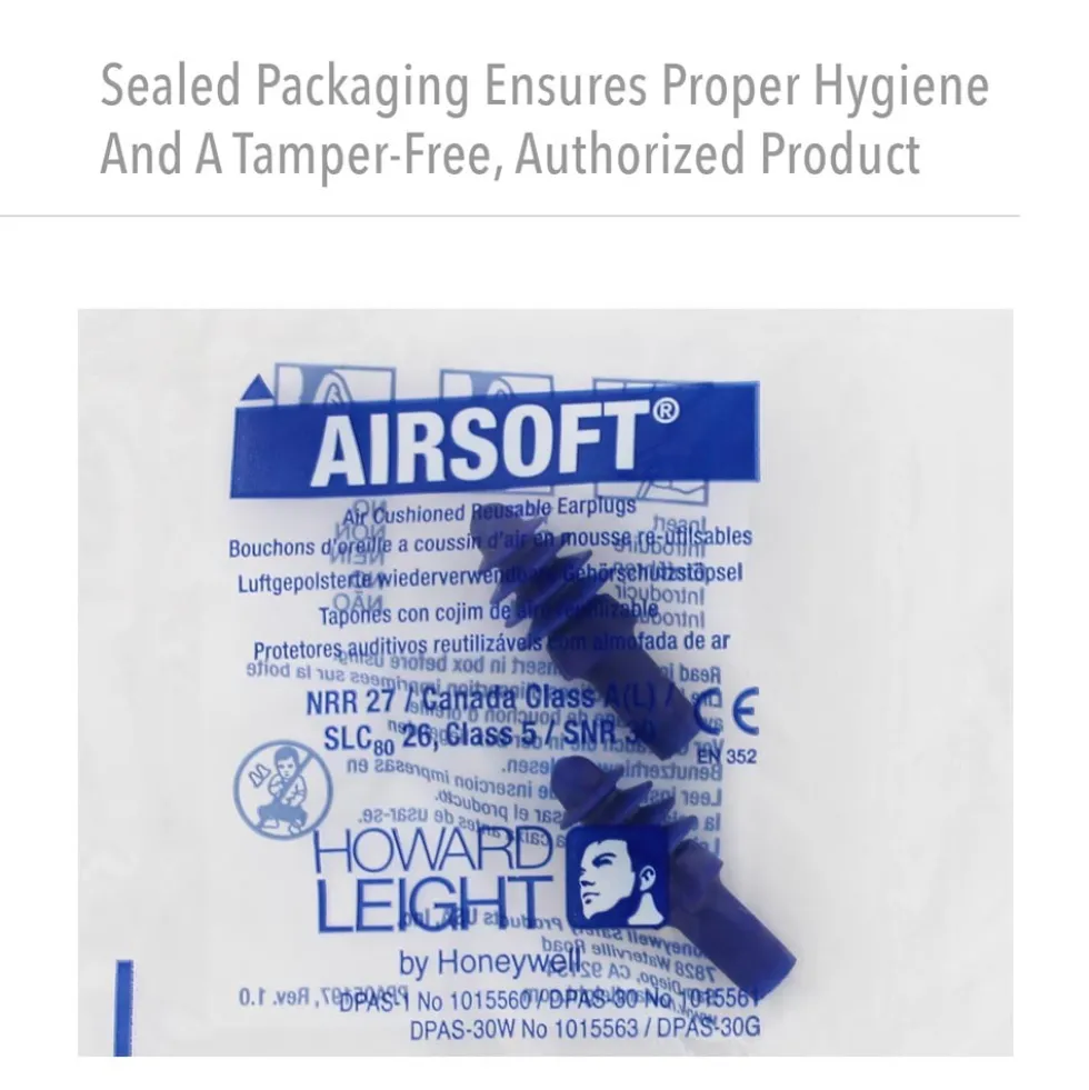 Howard Leight by Honeywell Airsoft Flanged Reusable Earplugs, 1000 Pairs