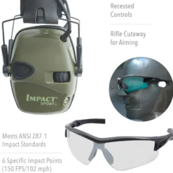 Howard Leight Electronic Ear Protection for Shooting with Safety Glasses Bundle
