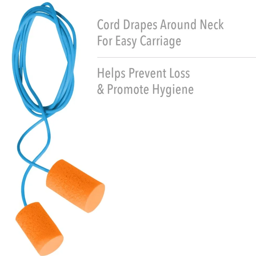 Howard Leight Firm Fit Corded Disposable Foam Earplugs, Polybag, 100-Pairs