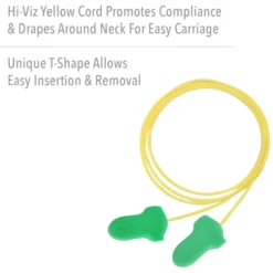 Howard Leight MAXIMUM LITE Contoured T-Shape Polyurethane Foam Corded Earplugs, 1000 Pairs