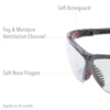 Uvex by Honeywell Genesis Safety Eyewear, Wraparound Frame, SCT-Gray, Black, Clear - S3205HS