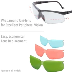 Uvex by Honeywell Genesis Safety Eyewear, Wraparound Frame, SCT-Gray, Black, Clear - S3205HS