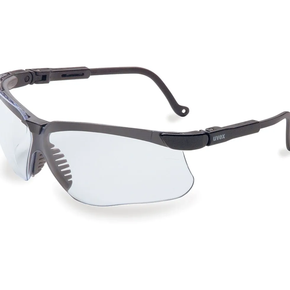 Uvex by Honeywell Genesis Safety Glasses with Black Frame, Clear Lens and Hydro Shield Anti-Fog Lens Coating - S3200HS