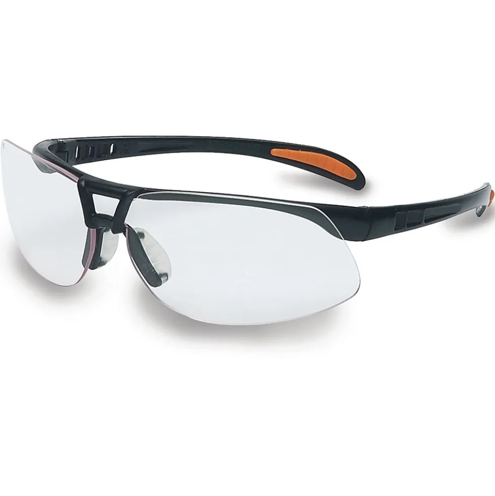 Uvex by Honeywell Protege Black Safety Glasses with Clear Anti-Scratch/Hard Coat Lens - S4200-H5