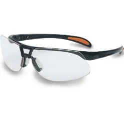 Uvex by Honeywell Protege Safety Glasses with Black Frame, Clear Lens and Hydro Shield Anti-Fog Lens Coating - S4200HS