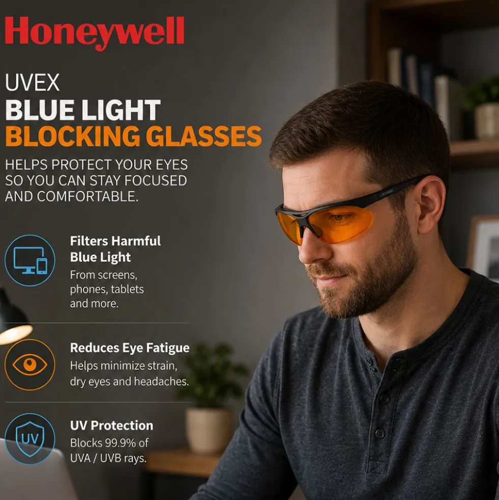 Uvex by Honeywell Skyper Blue Light Blocking Computer Glasses with SCT-Orange Lens -S1933X