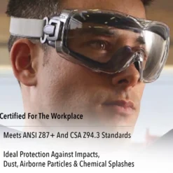 Uvex by Honeywell Stealth OTG Indirect Vent Chemical Splash Goggles, Navy Frame & Clear HydroShield Anti-Fog Lens - S3970HS